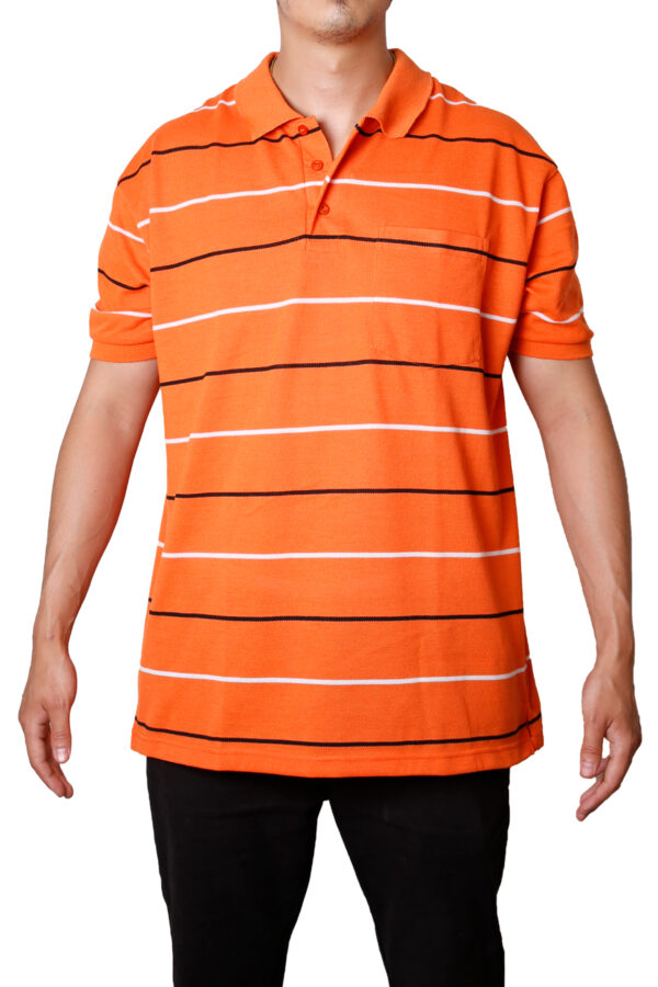 Men's Striped Pique Polo T-Shirt - 65% Polyester 35% Cotton - UrbanFit Ltd