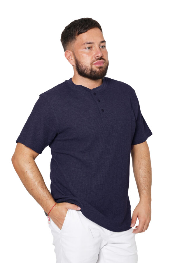 Men's Waffle Knit Short Sleeve thermal Henley Shirt - 60% Cotton