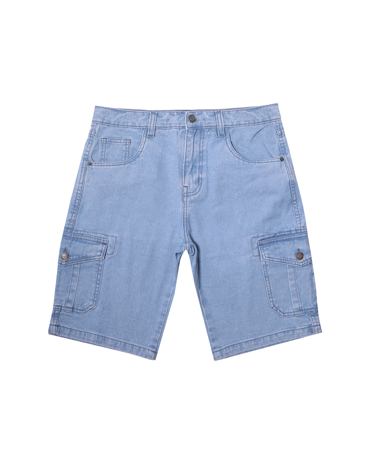 Sky Blue Denim Cargo Shorts -100% Cotton - UrbanFit Ltd