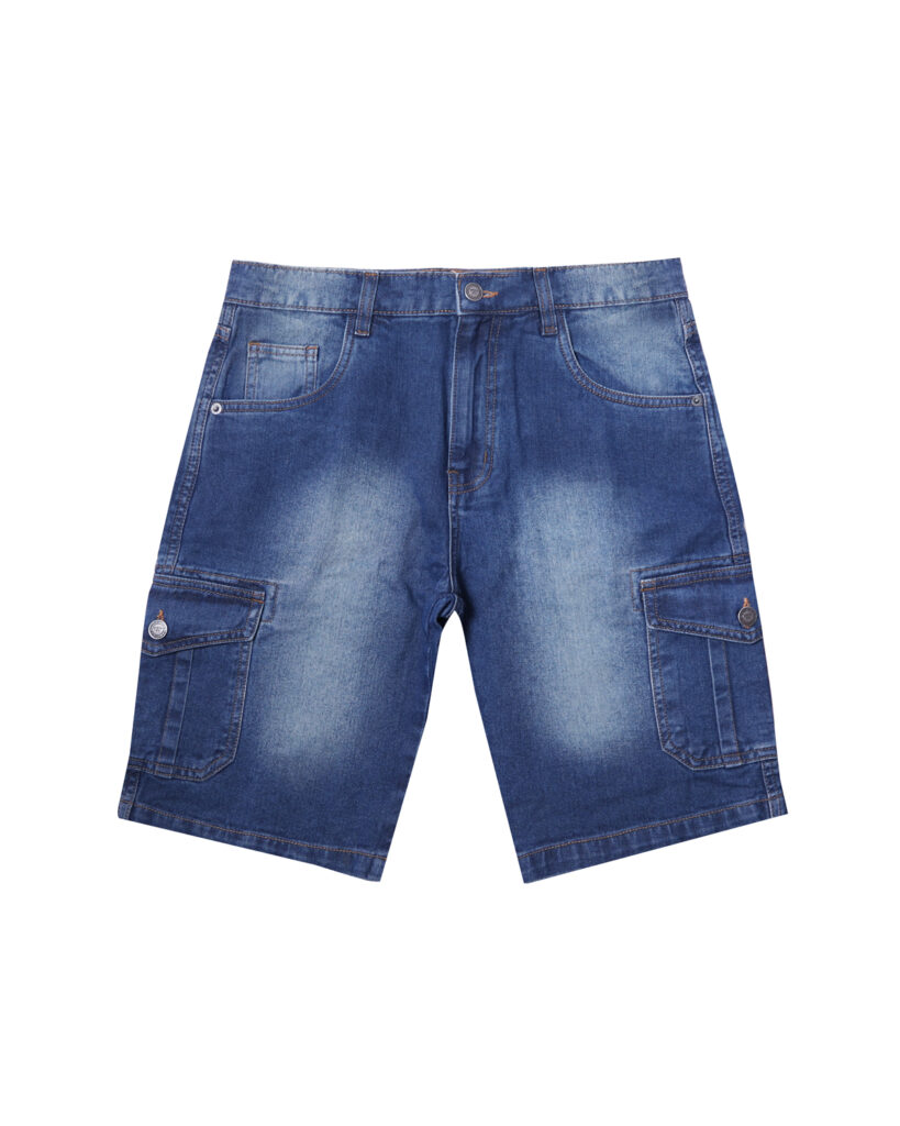 Mid Blue Denim Cargo Shorts